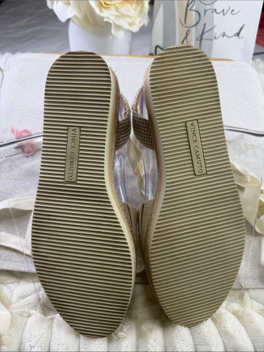 Vince Camuto Cream Ankle-Tie Espadrille Wedges - Picture 8 of 13